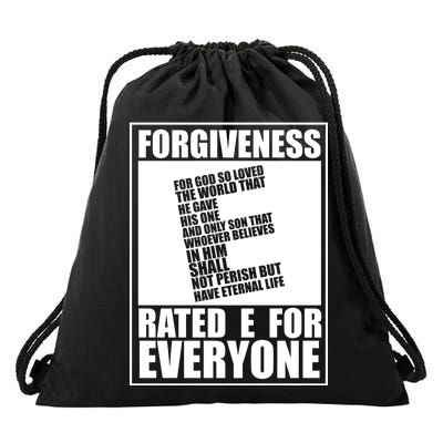 Forgiveness Rated E for Everyone Drawstring Bag