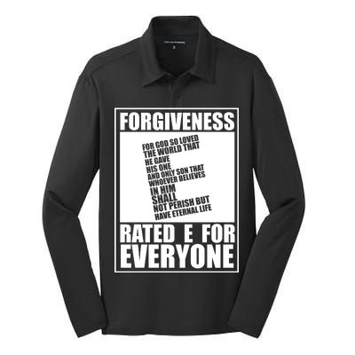 Forgiveness Rated E for Everyone Silk Touch Performance Long Sleeve Polo