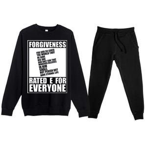 Forgiveness Rated E for Everyone Premium Crewneck Sweatsuit Set