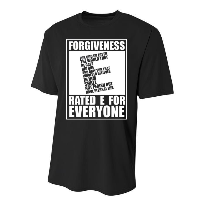 Forgiveness Rated E for Everyone Youth Performance Sprint T-Shirt