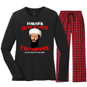 Former Hide and Seek Champion Osama Bin Laden Women's Long Sleeve Flannel Pajama Set 