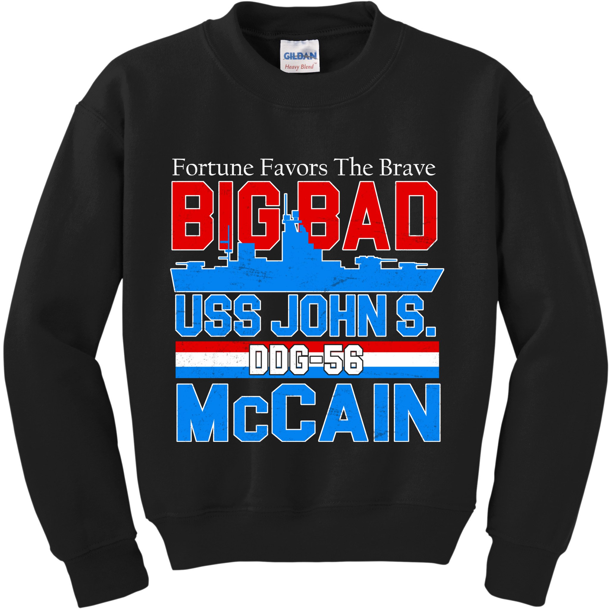 Fortune Favors The Brave DDG-56 USS John S. McCain Kids Sweatshirt