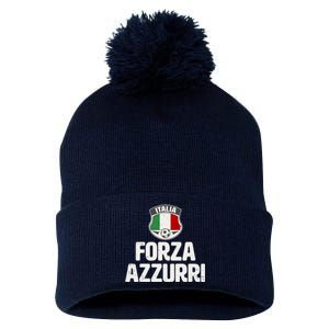 Forza Azzurri Italia Italy Football Soccer Pom Pom 12in Knit Beanie