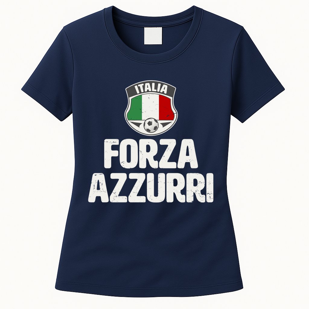 Forza Azzurri Italia Italy Football Soccer Womens T-Shirt