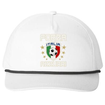 Forza Azzurri Italia Italy Shield Logo Soccer Team Snapback Five-Panel Rope Hat