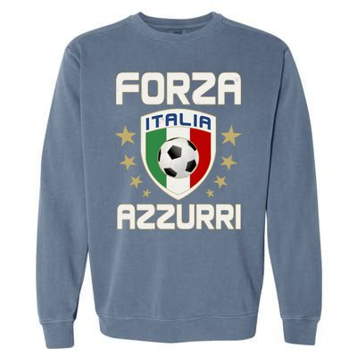 Forza Azzurri Italia Italy Shield Logo Soccer Team Garment-Dyed Sweatshirt