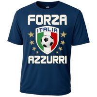 Forza Azzurri Italia Italy Shield Logo Soccer Team Cooling Performance Crew T-Shirt