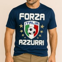 Forza Azzurri Italia Italy Shield Logo Soccer Team Performance Shirt