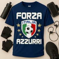 Forza Azzurri Italia Italy Shield Logo Soccer Team Performance Shirt