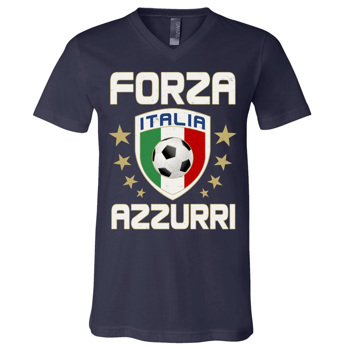 Forza Azzurri Italia Italy Shield Logo Soccer Team V-Neck T-Shirt