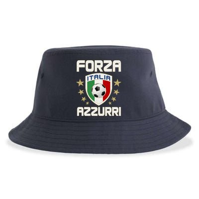 Forza Azzurri Italia Italy Shield Logo Soccer Team Sustainable Bucket Hat