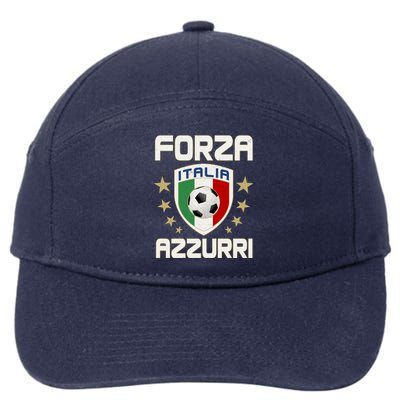 Forza Azzurri Italia Italy Shield Logo Soccer Team 7-Panel Snapback Hat