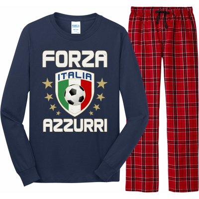 Forza Azzurri Italia Italy Shield Logo Soccer Team Long Sleeve Pajama Set