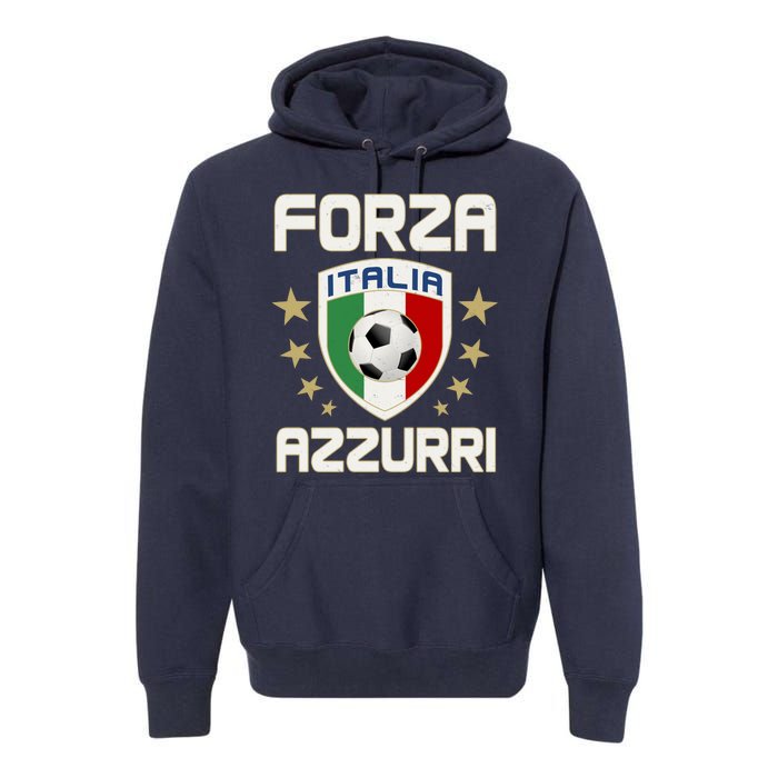 Forza Azzurri Italia Italy Shield Logo Soccer Team Premium Hoodie