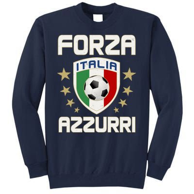 Forza Azzurri Italia Italy Shield Logo Soccer Team Tall Sweatshirt