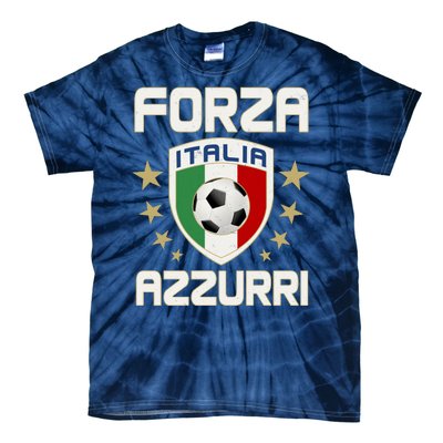 Forza Azzurri Italia Italy Shield Logo Soccer Team Tie-Dye T-Shirt