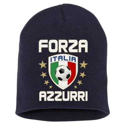 Forza Azzurri Italia Italy Shield Logo Soccer Team Short Acrylic Beanie