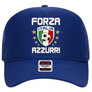 Forza Azzurri Italia Italy Shield Logo Soccer Team High Crown Mesh Back Trucker Hat