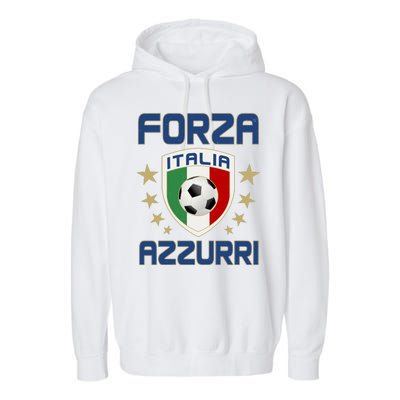 Forza Azzurri Italia Italy Shield Logo Soccer Team Garment-Dyed Fleece Hoodie