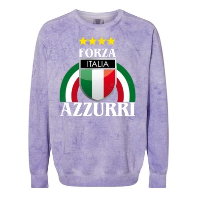 Forza Azzurri Italia Soccer Italian Team Flag 2021 Colorblast Crewneck Sweatshirt