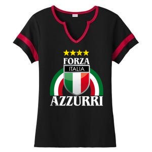 Forza Azzurri Italia Soccer Italian Team Flag 2021 Ladies Halftime Notch Neck Tee