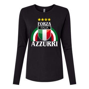 Forza Azzurri Italia Soccer Italian Team Flag 2021 Womens Cotton Relaxed Long Sleeve T-Shirt