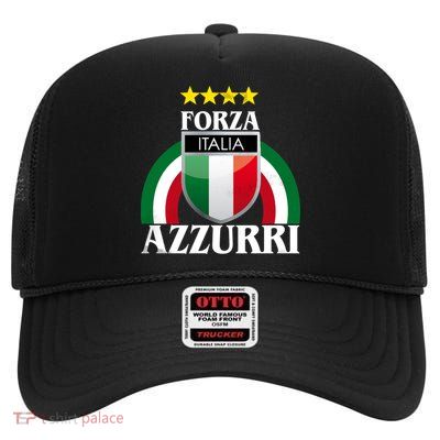 Forza Azzurri Italia Soccer Italian Team Flag 2021 High Crown Mesh Back Trucker Hat