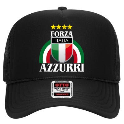 Forza Azzurri Italia Soccer Italian Team Flag 2021 High Crown Mesh Back Trucker Hat