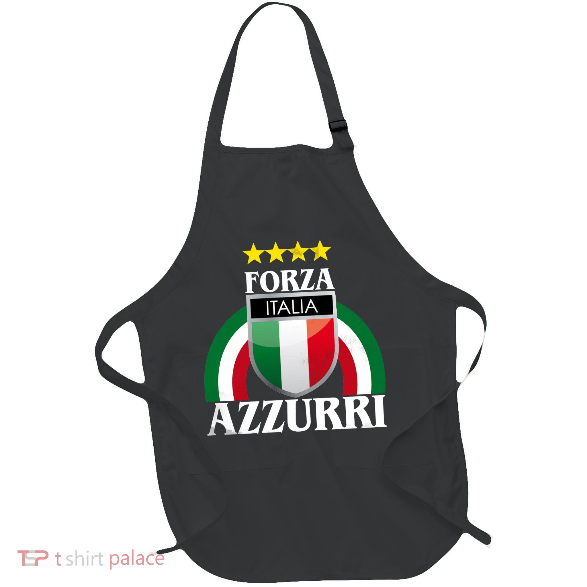 Forza Azzurri Italia Soccer Italian Team Flag 2021 Full-Length Apron With Pockets