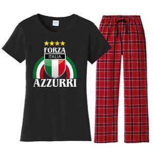 Forza Azzurri Italia Soccer Italian Team Flag 2021 Women's Flannel Pajama Set