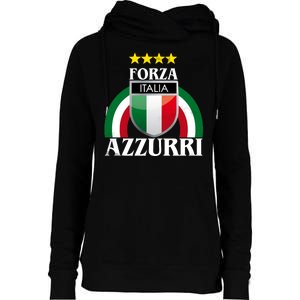 Forza Azzurri Italia Soccer Italian Team Flag 2021 Womens Funnel Neck Pullover Hood