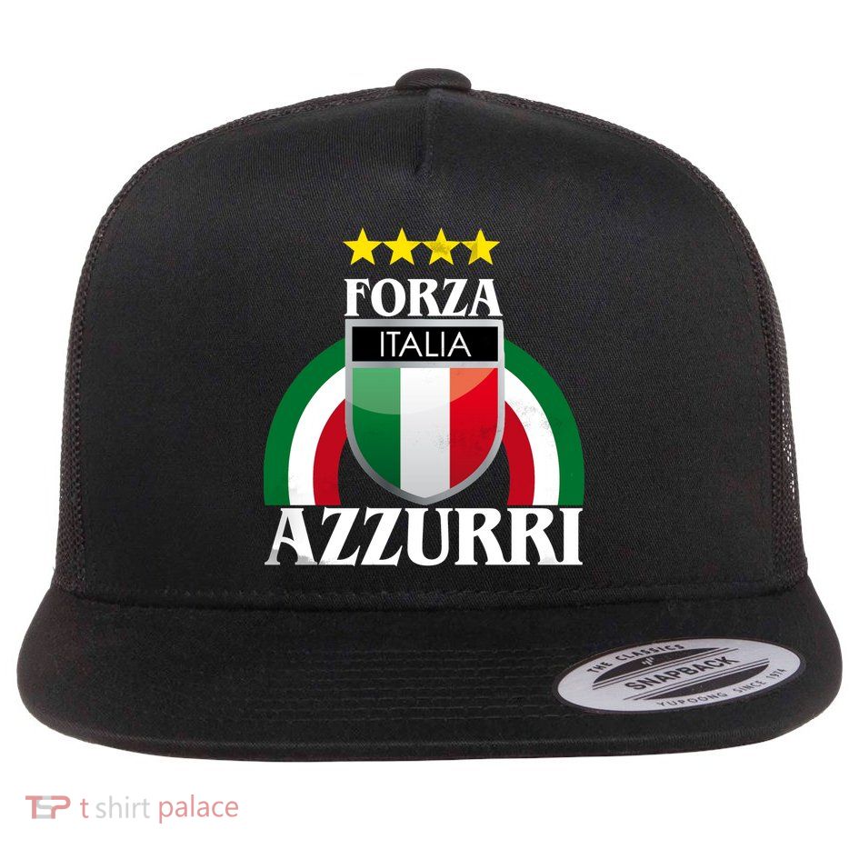 Forza Azzurri Italia Soccer Italian Team Flag 2021 Flat Bill Trucker Hat