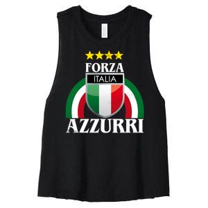 Forza Azzurri Italia Soccer Italian Team Flag 2021 Women's Racerback Cropped Tank