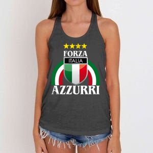 Forza Azzurri Italia Soccer Italian Team Flag 2021 Women's Knotted Racerback Tank