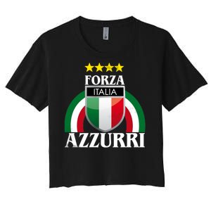 Forza Azzurri Italia Soccer Italian Team Flag 2021 Women's Crop Top Tee