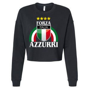 Forza Azzurri Italia Soccer Italian Team Flag 2021 Cropped Pullover Crew