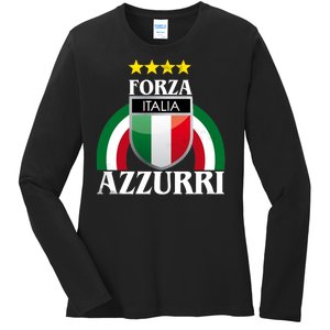 Forza Azzurri Italia Soccer Italian Team Flag 2021 Ladies Long Sleeve Shirt