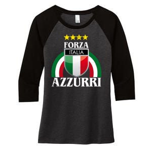 Forza Azzurri Italia Soccer Italian Team Flag 2021 Women's Tri-Blend 3/4-Sleeve Raglan Shirt