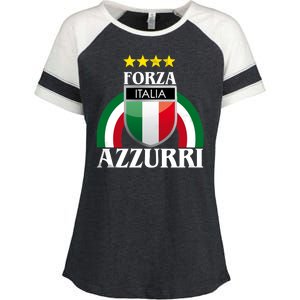 Forza Azzurri Italia Soccer Italian Team Flag 2021 Enza Ladies Jersey Colorblock Tee