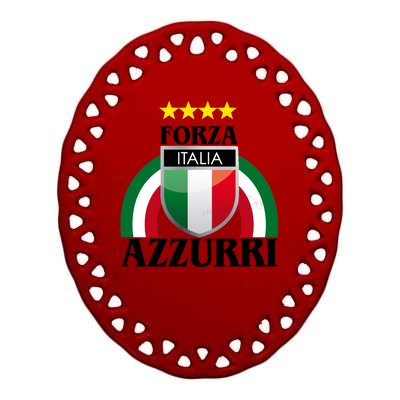 Forza Azzurri Italia Soccer Italian Team Flag 2021 Ceramic Oval Ornament