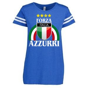 Forza Azzurri Italia Soccer Italian Team Flag 2021 Enza Ladies Jersey Football T-Shirt