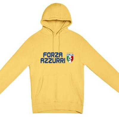 Forza Azzurri Italy Italia Soccer Team Fan Logo Premium Pullover Hoodie