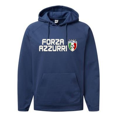 Forza Azzurri Italy Italia Soccer Team Fan Logo Performance Fleece Hoodie