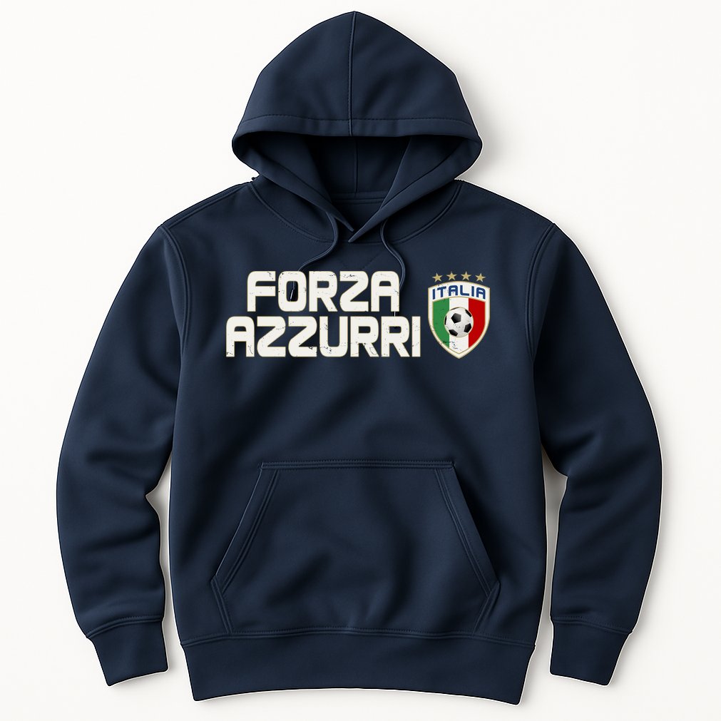 Forza Azzurri Italy Italia Soccer Team Fan Logo Hoodie