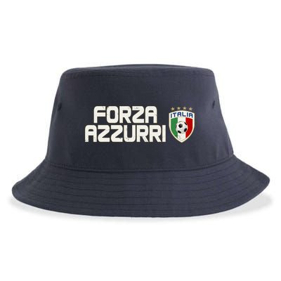 Forza Azzurri Italy Italia Soccer Team Fan Logo Sustainable Bucket Hat