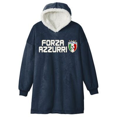 Forza Azzurri Italy Italia Soccer Team Fan Logo Hooded Wearable Blanket