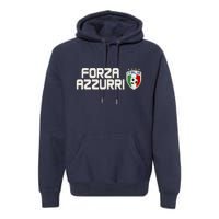 Forza Azzurri Italy Italia Soccer Team Fan Logo Premium Hoodie