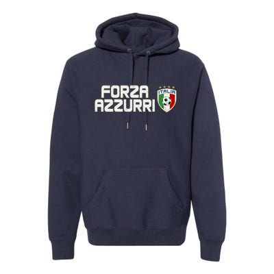 Forza Azzurri Italy Italia Soccer Team Fan Logo Premium Hoodie