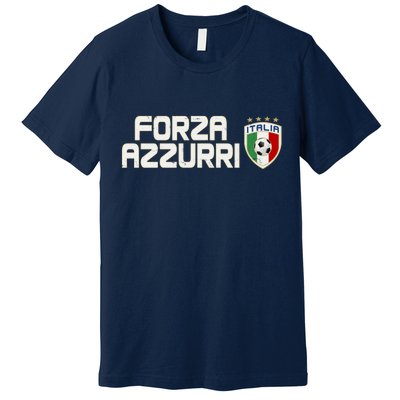 Forza Azzurri Italy Italia Soccer Team Fan Logo Premium T-Shirt