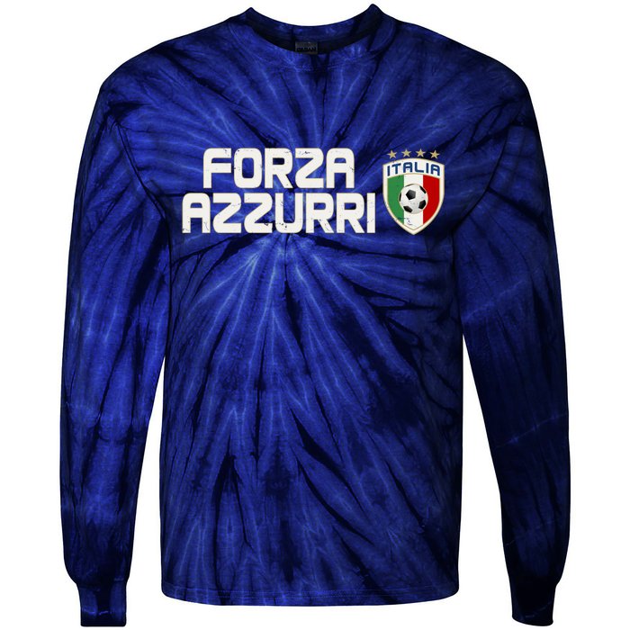 Forza Azzurri Italy Italia Soccer Team Fan Logo Tie-Dye Long Sleeve Shirt